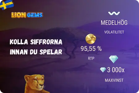 Lion Gems RTP volatilitet och maxvinst statistik