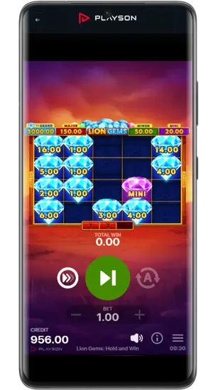 Hold and Win bonusspel med sticky diamonds Lion Gems